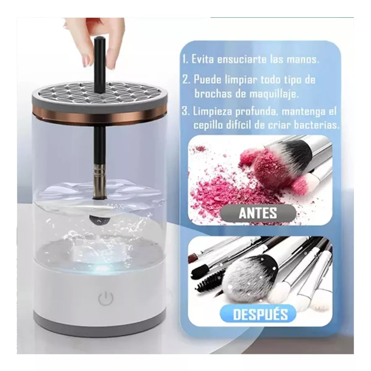 Brush Bloom®: Limpiador eléctrico para brochas impecables y piel radiante